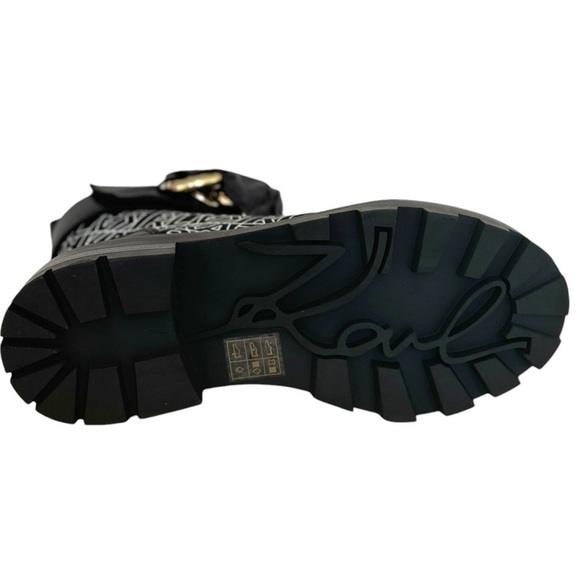 Karl Lagerfeld Women's Black Maxi Chain Lug Sole Combat Boots Size 5M - Picture 12 of 12